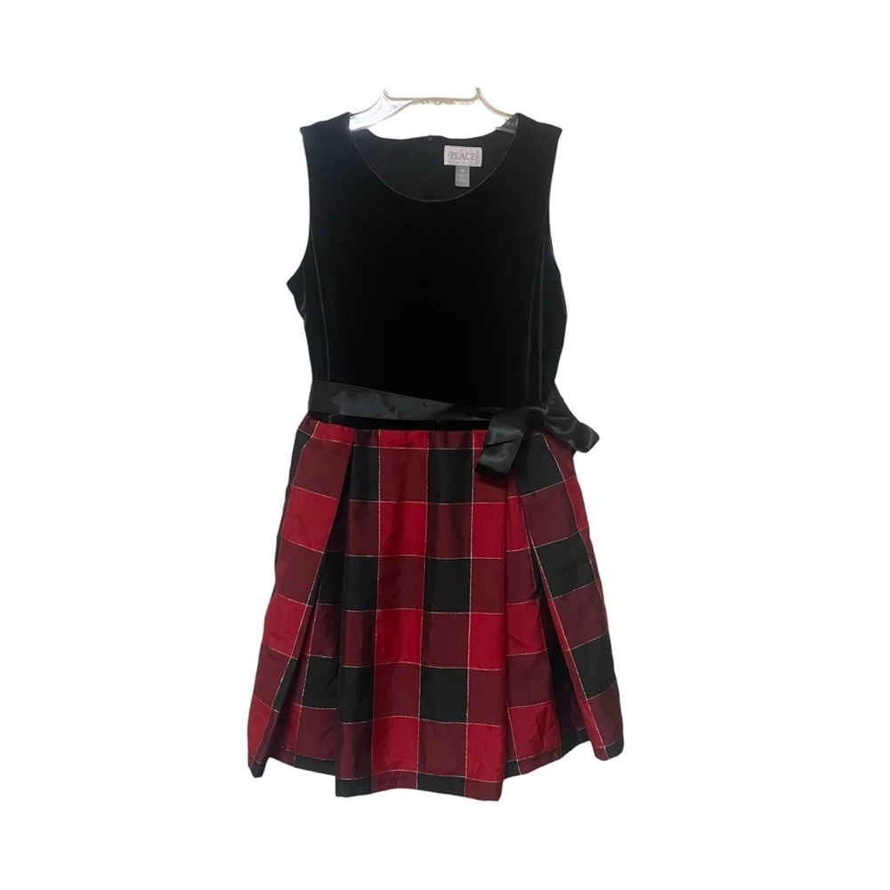 Girls Christmas Velvet and Plaid Dress size 16